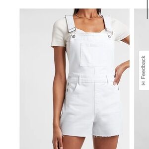 Raw hem Jean short overalls